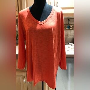 Like New Chico's Vibrant Orange V-Neck Tunic T-shirt Sz. 3 or 16